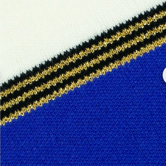 Karen Lessly Women Sweater Large $80 Cream Blue Oversized Boxy Acrylic Vtg USA - Picture 13 of 15